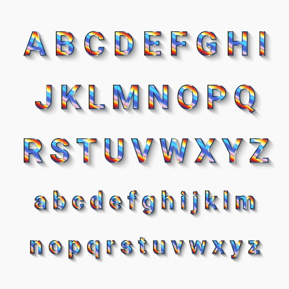alfabeto cromático de a a z com letras maiúsculas e minúsculas vetor