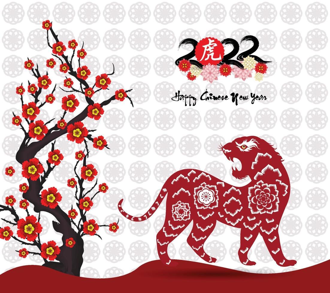 feliz ano novo chinês 2022 - ano do tigre. modelo de design do banner do ano novo lunar. vetor