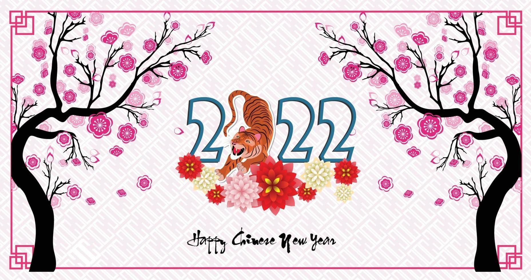 feliz ano novo chinês 2022 - ano do tigre. modelo de design do banner do ano novo lunar. vetor