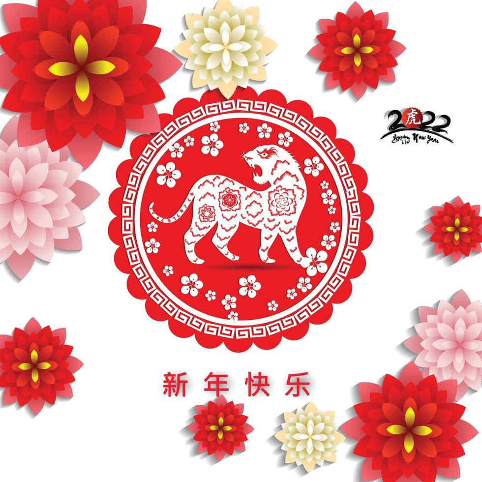 feliz ano novo chinês 2022 - ano do tigre. modelo de design do banner do ano novo lunar. vetor