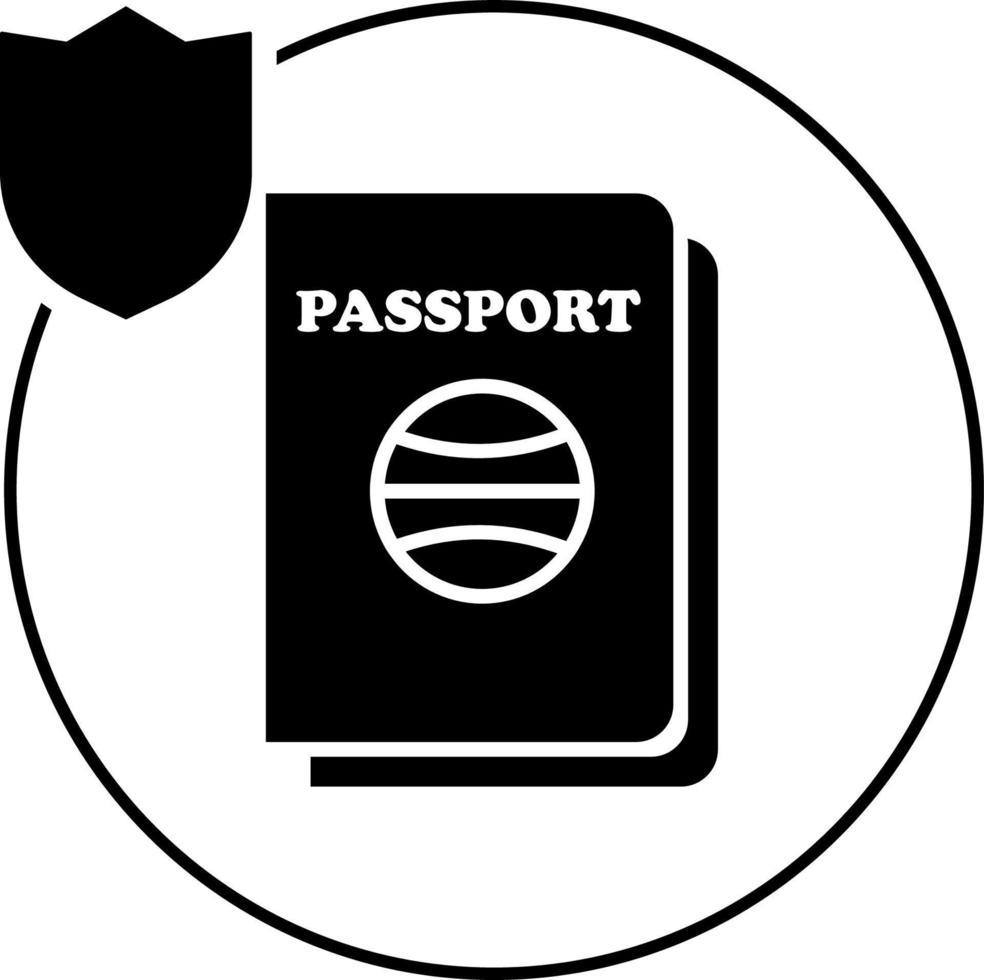 viagem, seguro, Passaporte ícone ilustração isolado vetor placa símbolo - seguro ícone vetor Preto - vetor em branco fundo