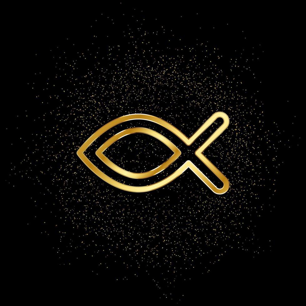 ichthys ouro ícone. vetor ilustração do dourado partícula fundo.. espiritual conceito vetor ilustração .