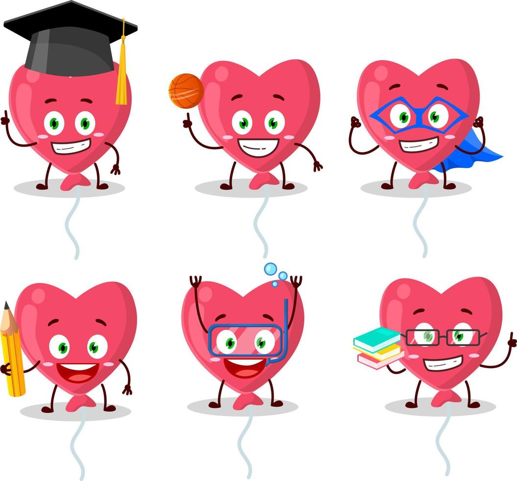 escola aluna do vermelho amor balão desenho animado personagem com vários expressões vetor