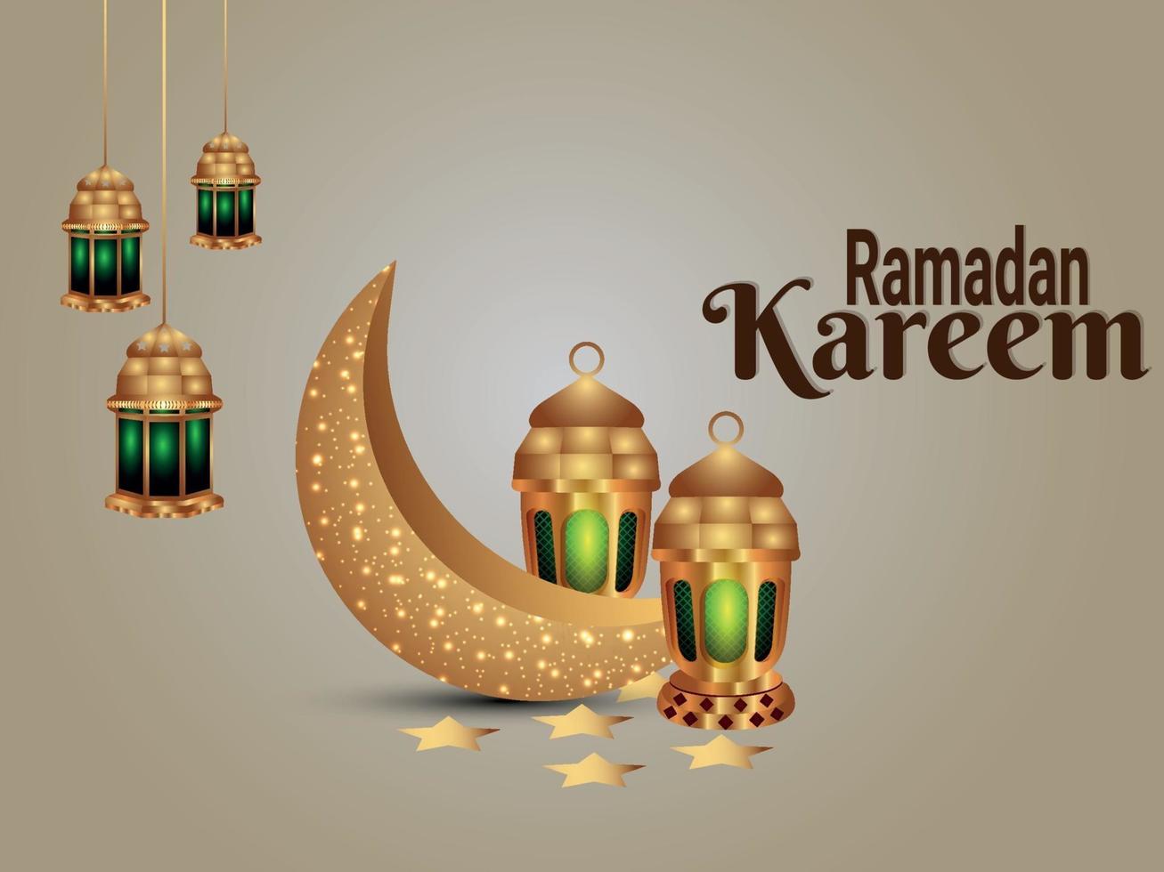 Fundo de celebração do Ramadã Kareem com lanterna islâmica e lua vetor