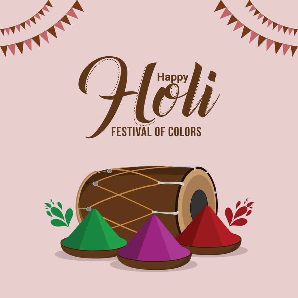 conceito de design flat happy holi vetor