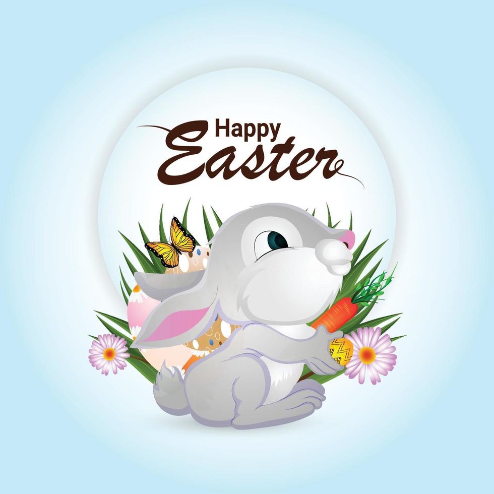 Feliz Páscoa cartão com ovos e coelhinho da Páscoa vetor