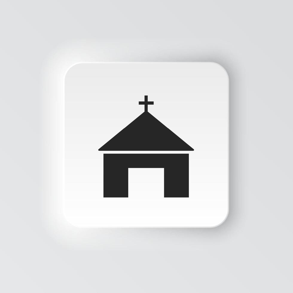 retângulo botão ícone igreja. botão bandeira retângulo crachá interface para inscrição ilustração em neomórfico estilo em branco fundo vetor