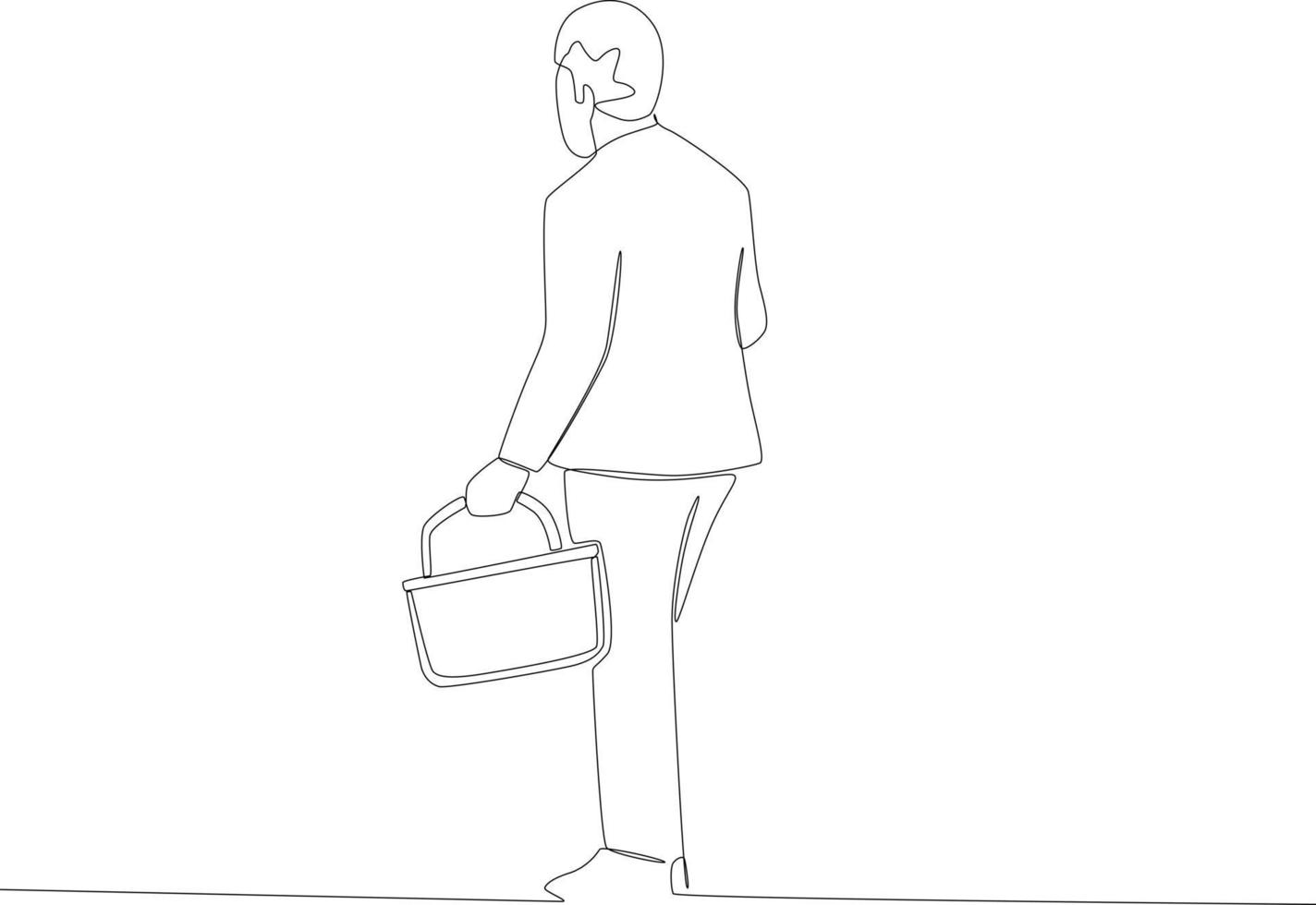 um homem carregando uma sacola de compras vetor
