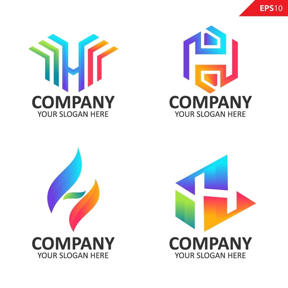 coleção colorida inicial modelo de design de logotipo com letra h vetor