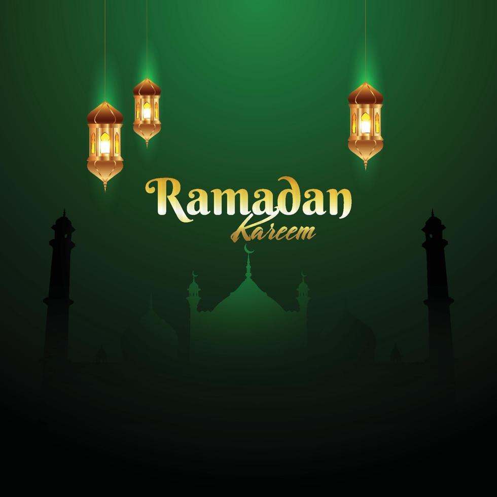 fundo ramadan kareem com lanterna islâmica vetor