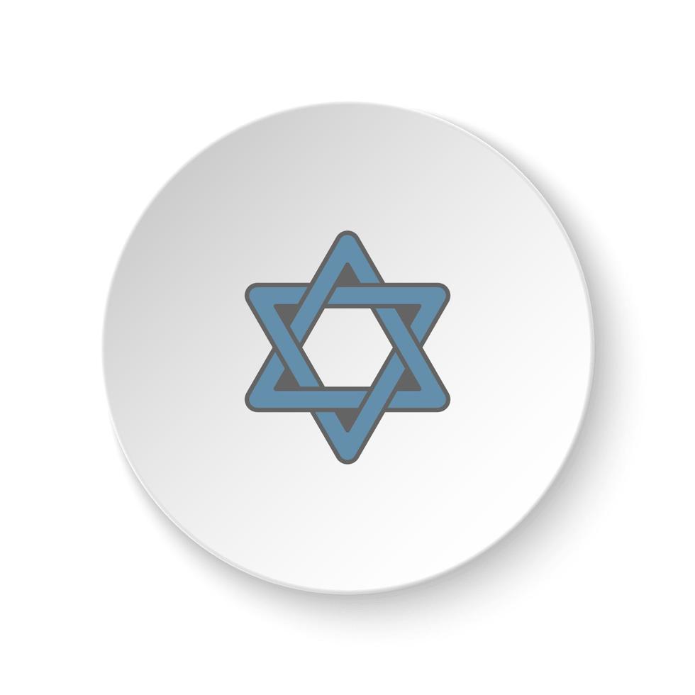 volta botão para rede ícone, judaísmo símbolo. botão bandeira redondo, crachá interface para inscrição ilustração em branco fundo vetor