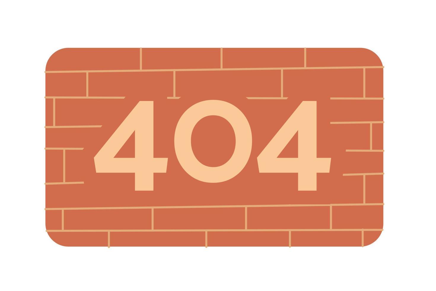 tijolo parede 404 página não encontrado ilustração. Internet conexão falhar. alvenaria textura plano vetor 2d desenho animado ícone em branco. editável erro instantâneo mensagem para aplicativo rede Projeto