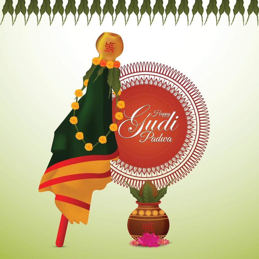 festival indiano feliz gudi padwa cartão comemorativo vetor