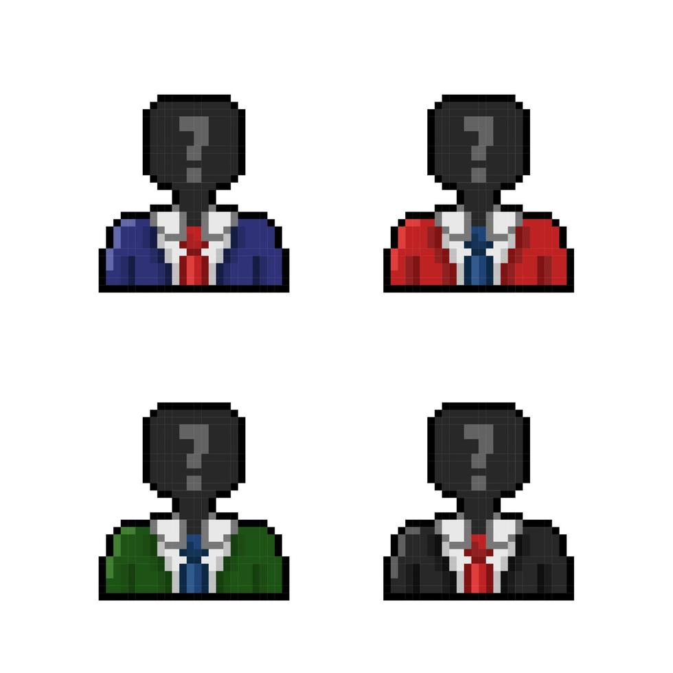 pessoal candidato com diferente equipamento dentro pixel arte estilo vetor