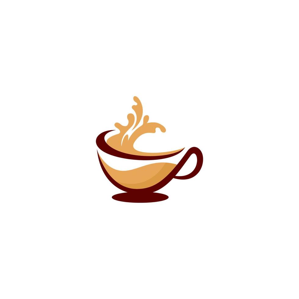 café ou chá copo logotipo com uma folha em isto vetor