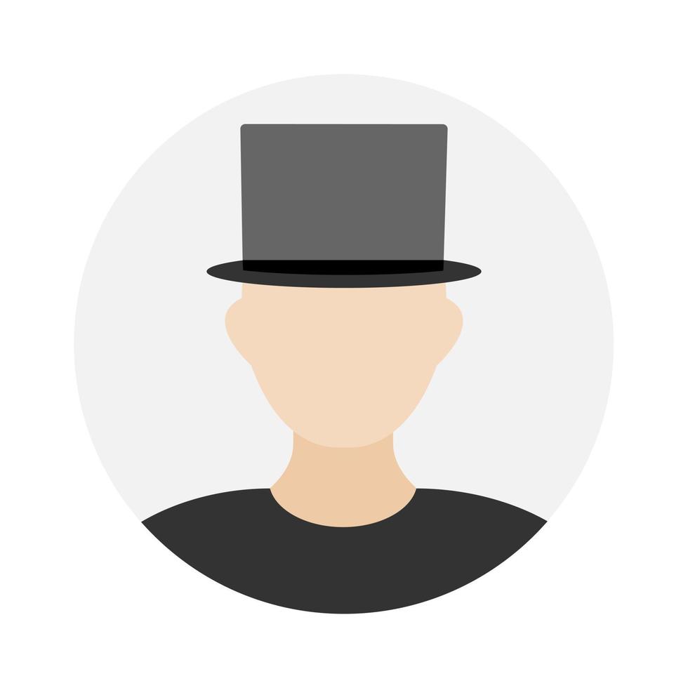 esvaziar face ícone avatar com alta chapéu. vetor ilustração.