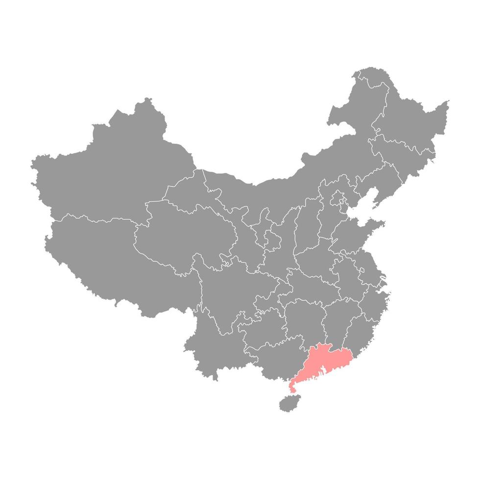 mapa da província de guangdong, divisões administrativas da china. ilustração vetorial. vetor