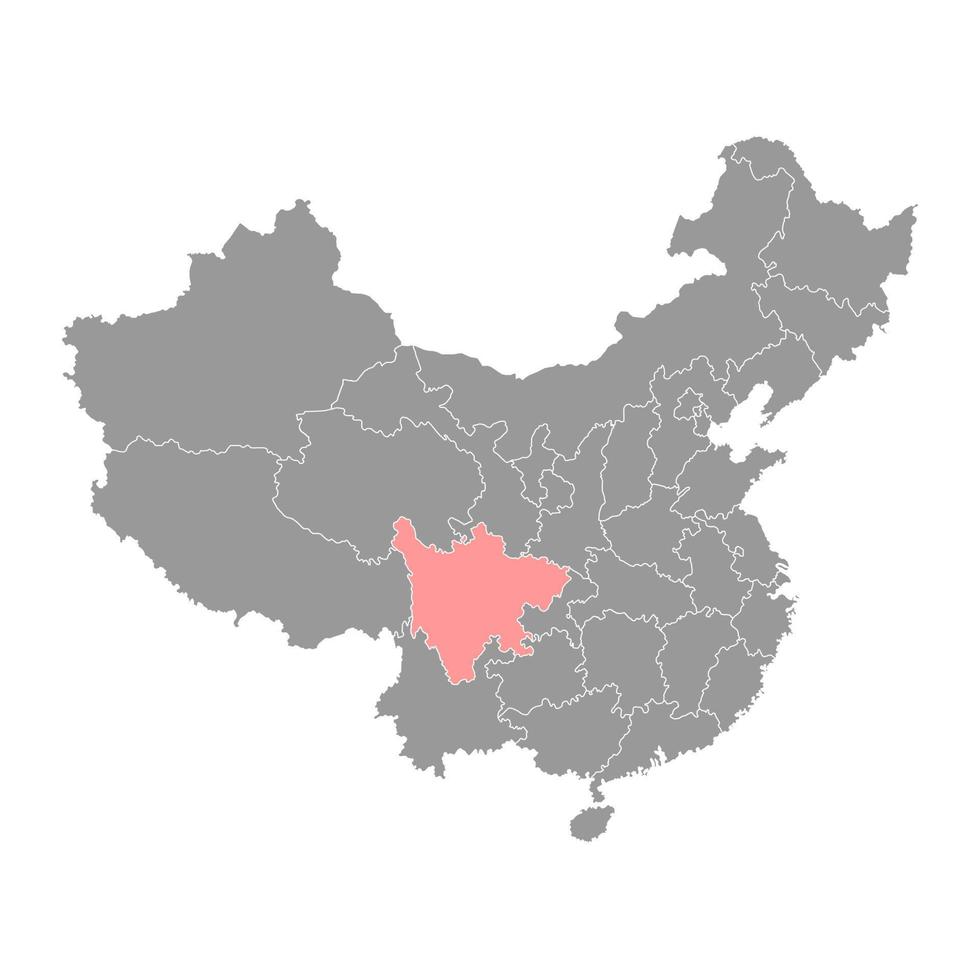 mapa da província de sichuan, divisões administrativas da china. ilustração vetorial. vetor