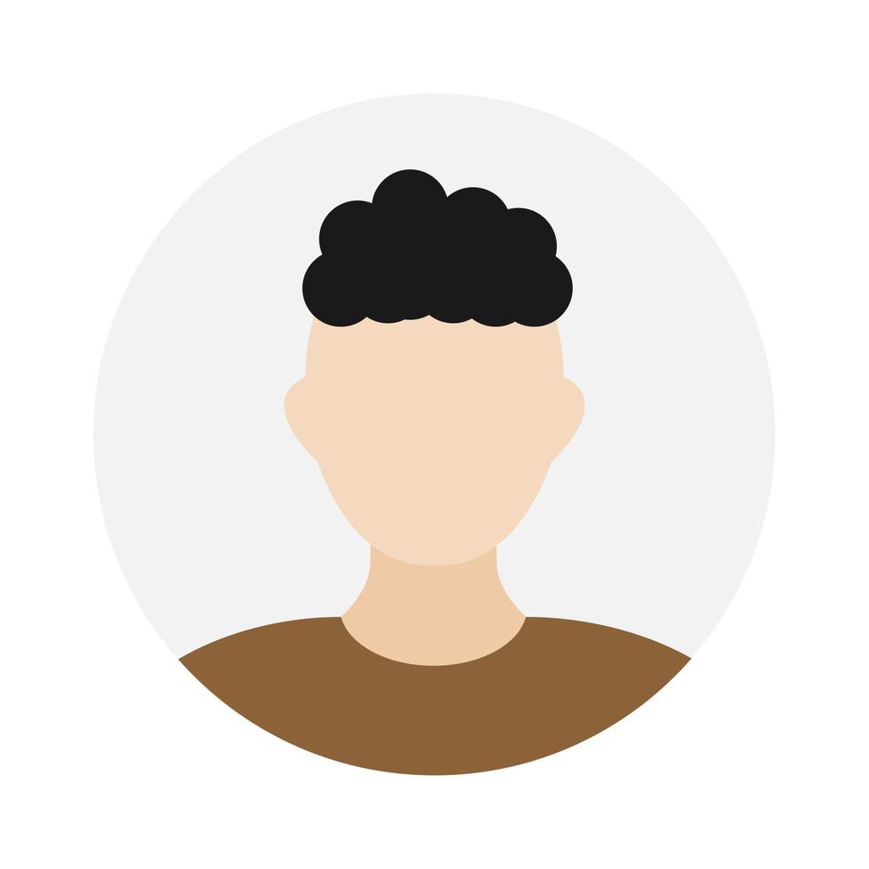 esvaziar face ícone avatar com encaracolado cabelo. vetor ilustração.