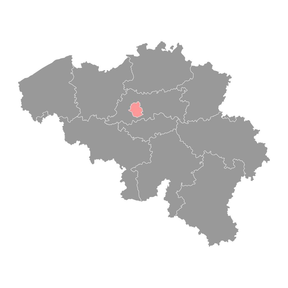 mapa da província de bruxelas, províncias da bélgica. ilustração vetorial. vetor