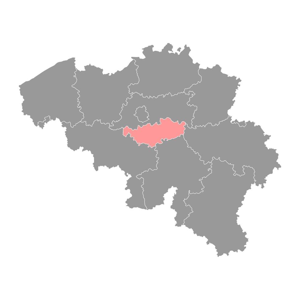 mapa da província de Brabante Valão, províncias da Bélgica. ilustração vetorial. vetor