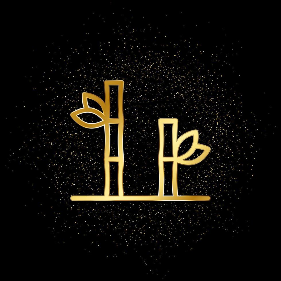 bambu ouro ícone. vetor ilustração do dourado partícula fundo.. espiritual conceito vetor ilustração .