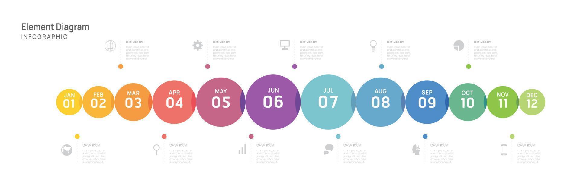 infográfico modelo para negócios. 12 meses moderno Linha do tempo elemento diagrama calendário, 4 trimestre passos Marco histórico apresentação vetor infográfico.