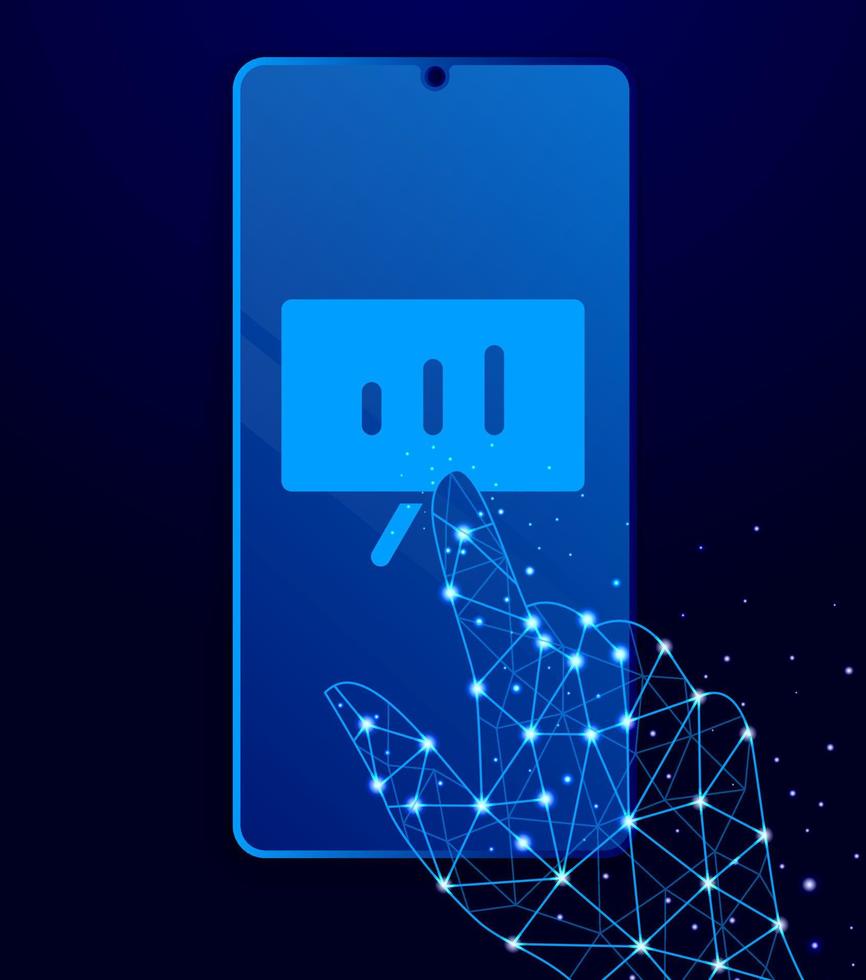 análise, diagrama borda toque telefone. polígono estilo toque telefone vetor ilustração