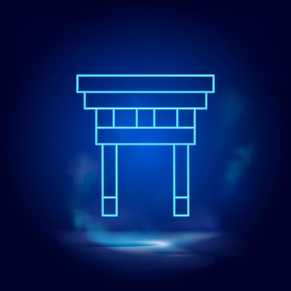 Torri portão símbolo néon ícone. azul fumaça efeito azul fundo. vetor