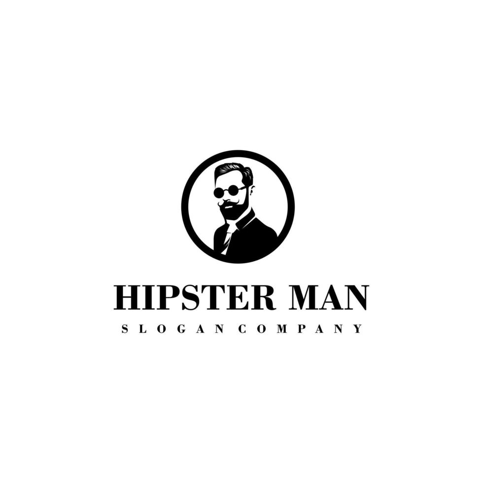 homem logotipo Projeto. impressionante hipster homem logotipo. uma homem com terno e Óculos logotipo. vetor