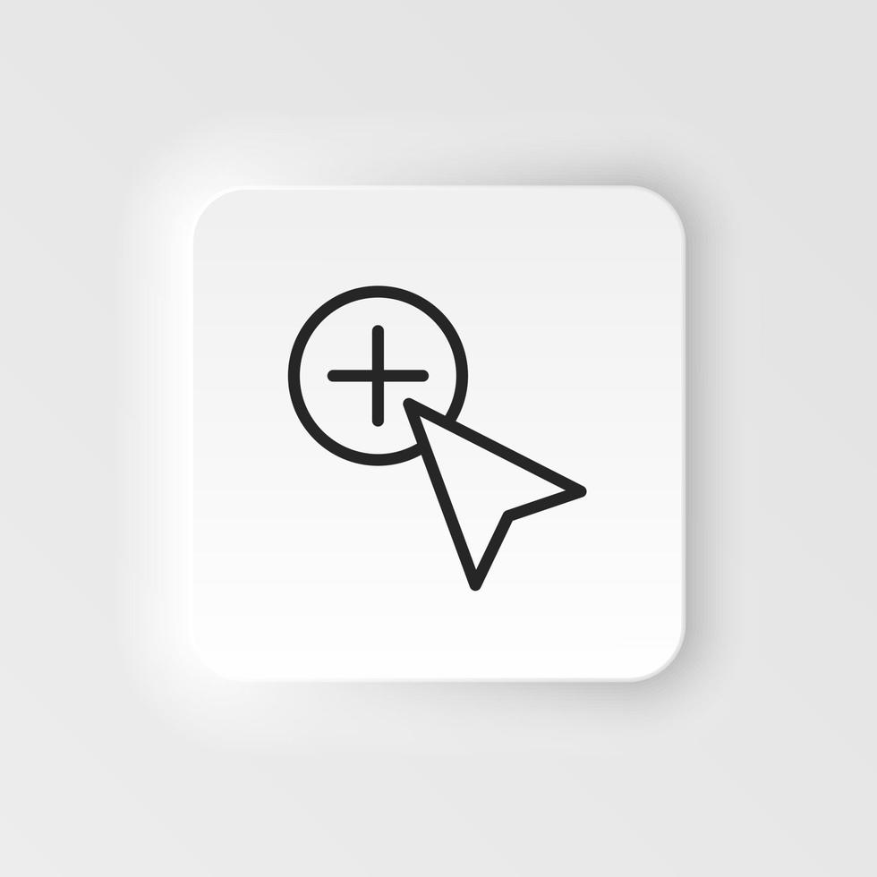 adicionar, cópia de, cursor vetor ícone. elemento do Projeto ferramenta para Móvel conceito e rede apps vetor. fino neumorfo estilo vetor ícone para local na rede Internet Projeto em neumorfismo branco fundo