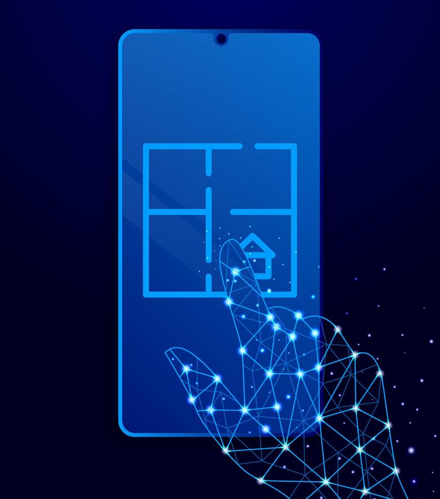 apartamento, casa, plano vetor ícone. polígono estilo toque telefone vetor ilustração