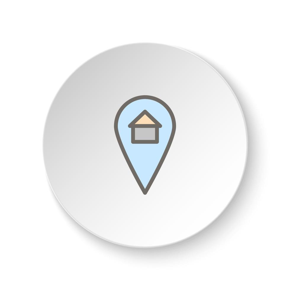 volta botão para rede ícone, global, localização, mapa. botão bandeira redondo, crachá interface para inscrição ilustração em branco fundo vetor