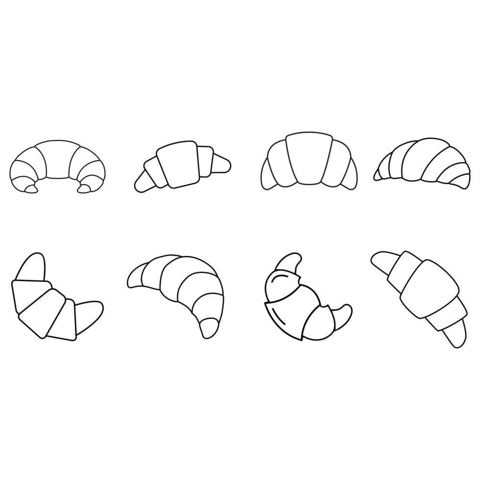 croissant ícone vetor definir. bolo ilustração placa coleção. sobremesa símbolo. doce logotipo.