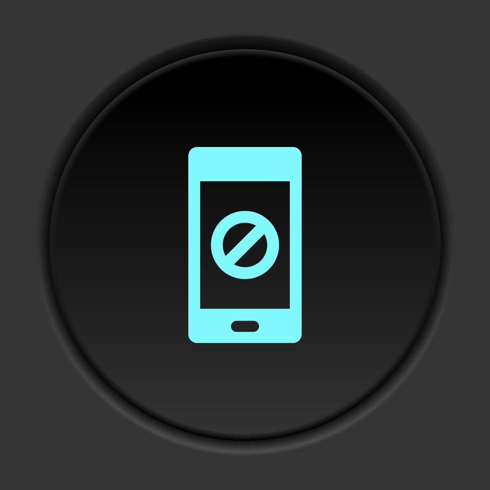 Sombrio botão ícone telefone bloquear. botão bandeira volta crachá interface para inscrição ilustração em escurecer fundo vetor