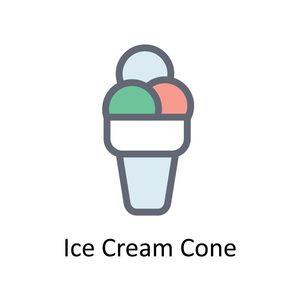 gelo creme cone vetor preencher esboço ícones. simples estoque ilustração estoque