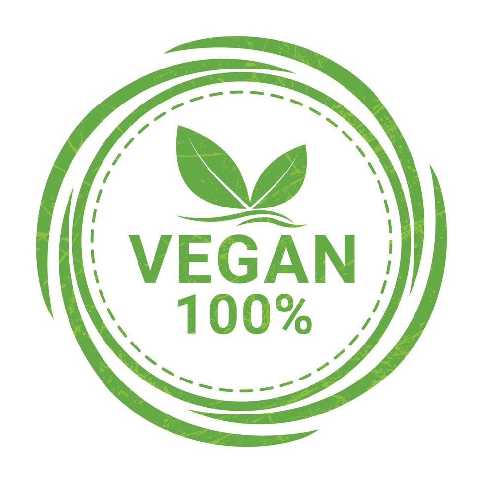 100 por cento vegano rótulo, distintivo, selo, bandeira, fita, marcação, emblema Projeto vetor ilustração com grunge textura