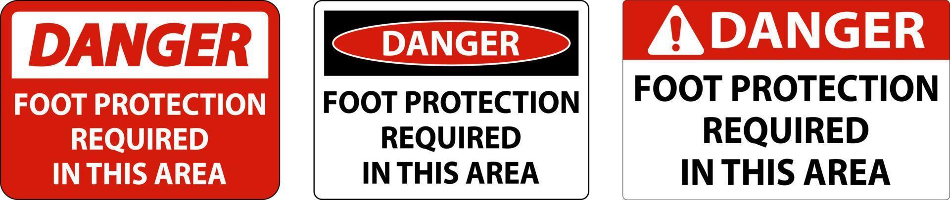 Perigo pé proteção requeridos dentro isto área placa vetor