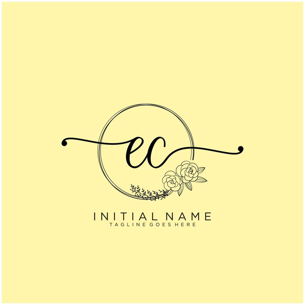 inicial ec feminino logotipo coleções modelo. caligrafia logotipo do inicial assinatura, casamento, moda, joalheria, butique, floral e botânico com criativo modelo para qualquer companhia ou negócios. vetor