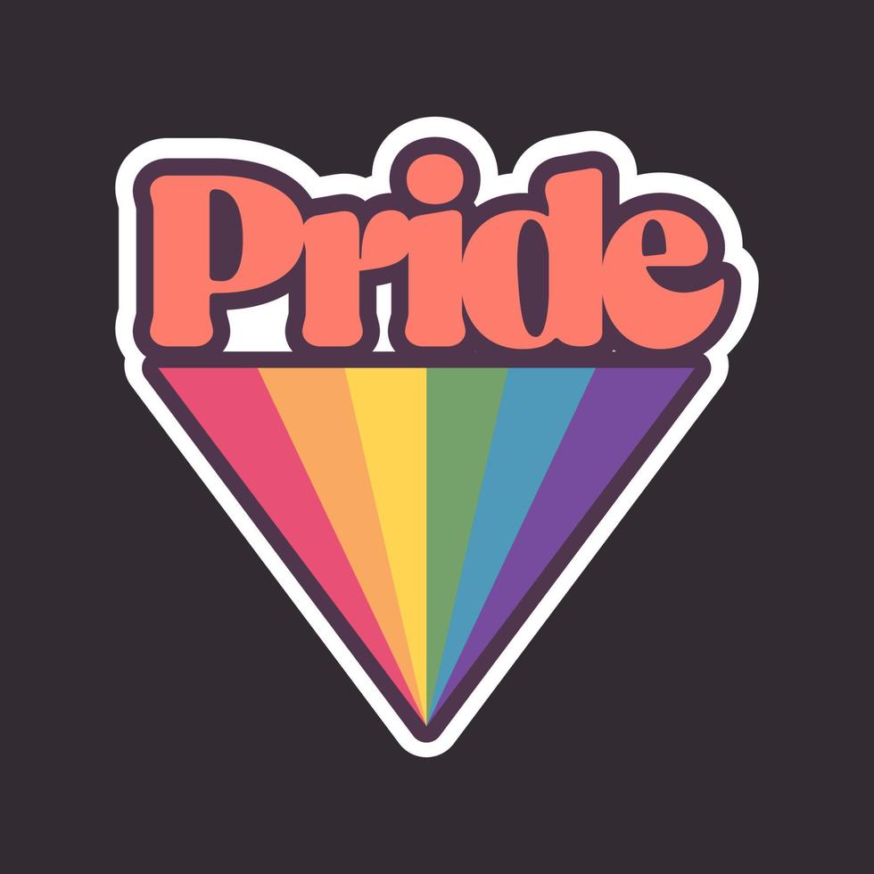 orgulho texto com arco Iris bandeira distintivo. lgbt símbolo. gay, lésbica, bissexual, trans, queer amor símbolo do diversidade. vetor