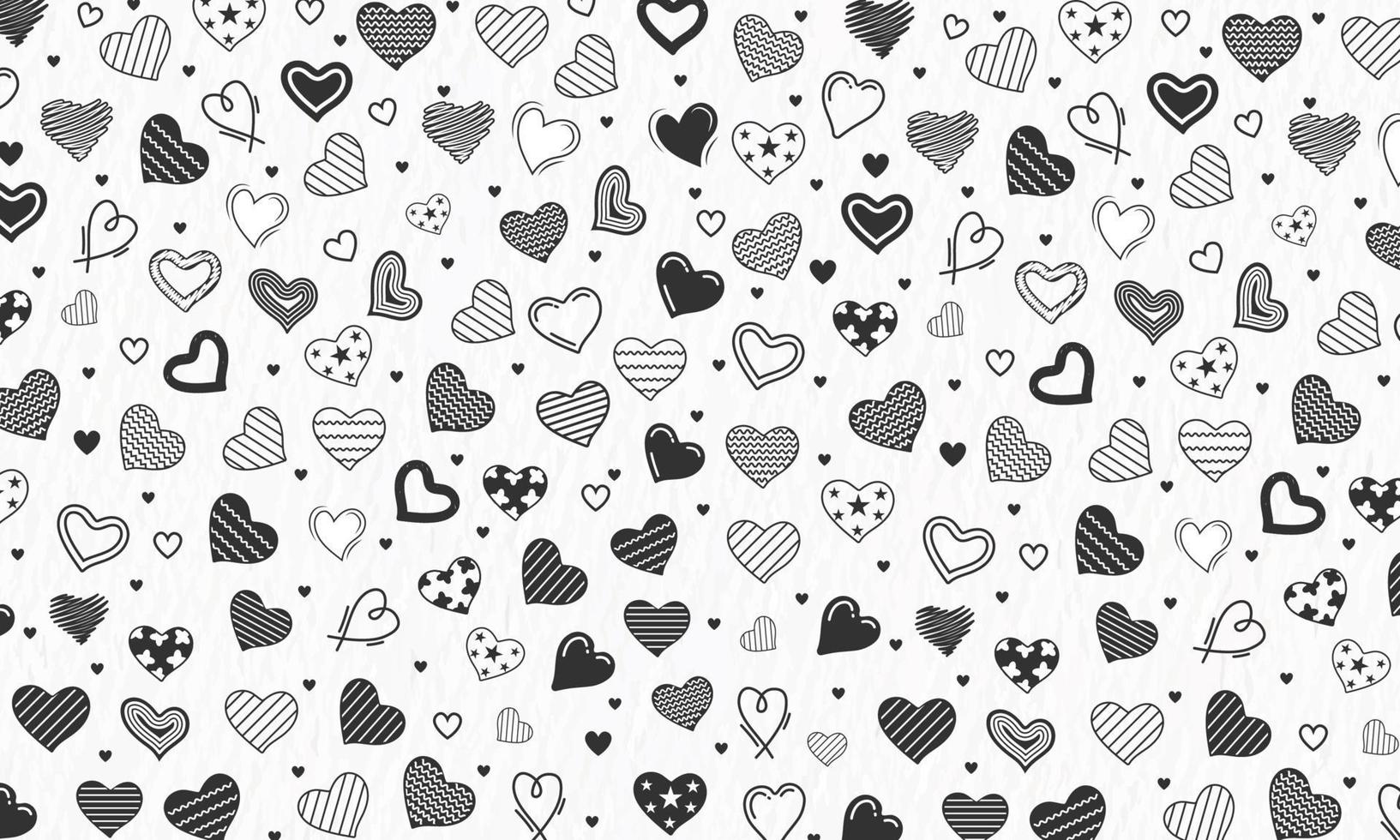 coração ícones definir, mão desenhado amor ícones, rabiscos e ilustrações para dia dos namorados e Casamento fundo vetor