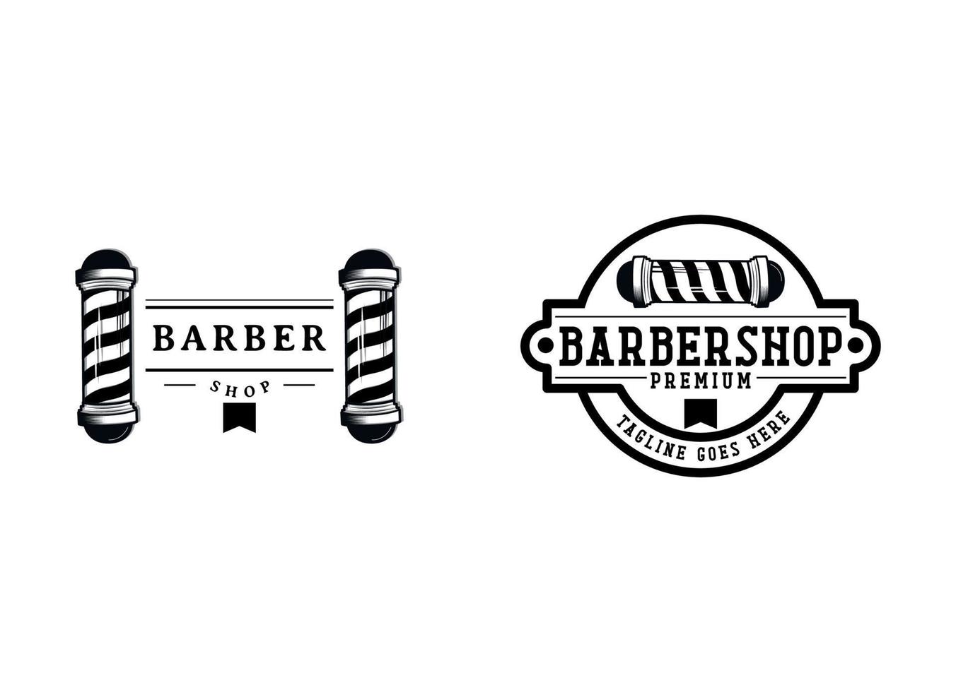 vintage barbearia logotipo modelo, retro estilo, com barbudo homem e barbearia vetor