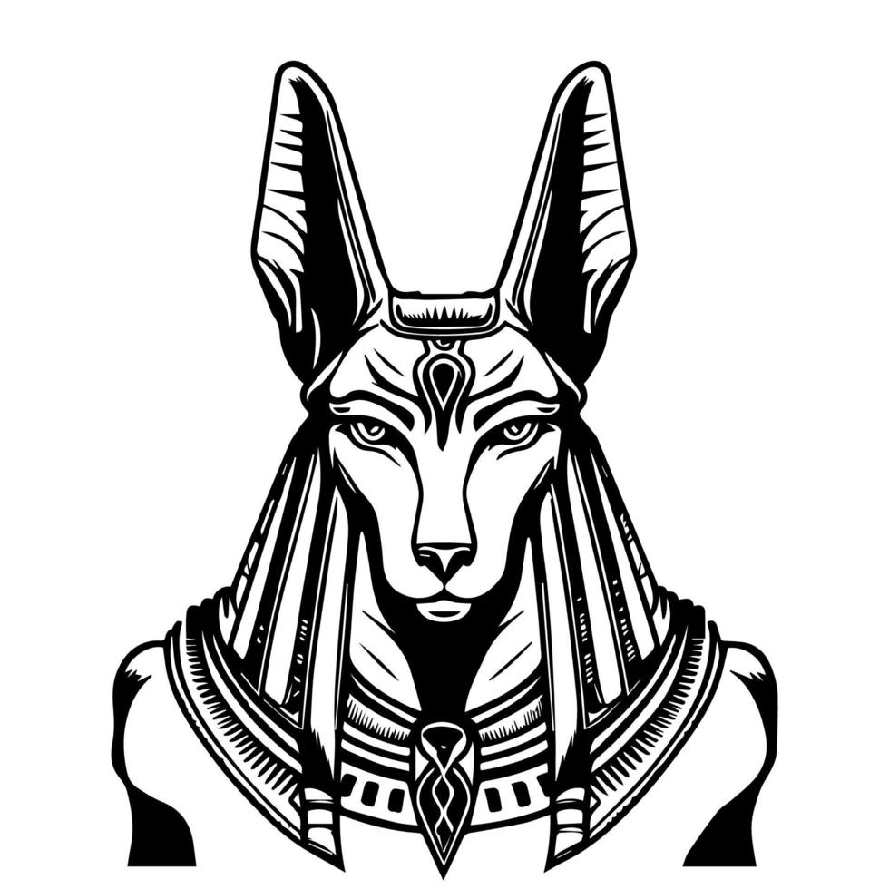 anubis cabeça linha arte mão desenhado ilustração vetor