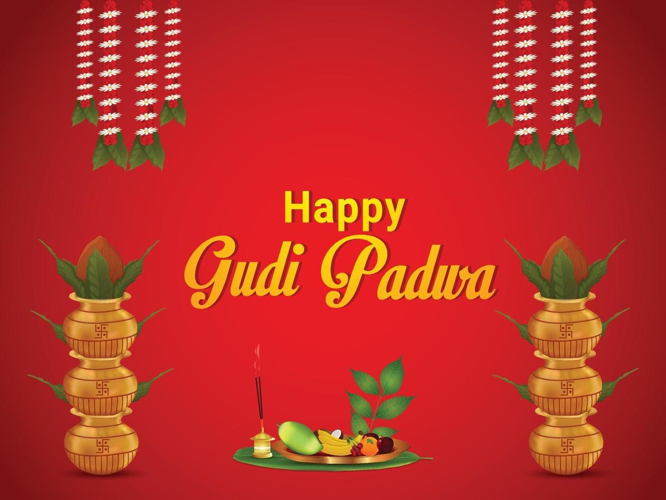 kalash tradicional de ugadi feliz e gudi padwa vetor