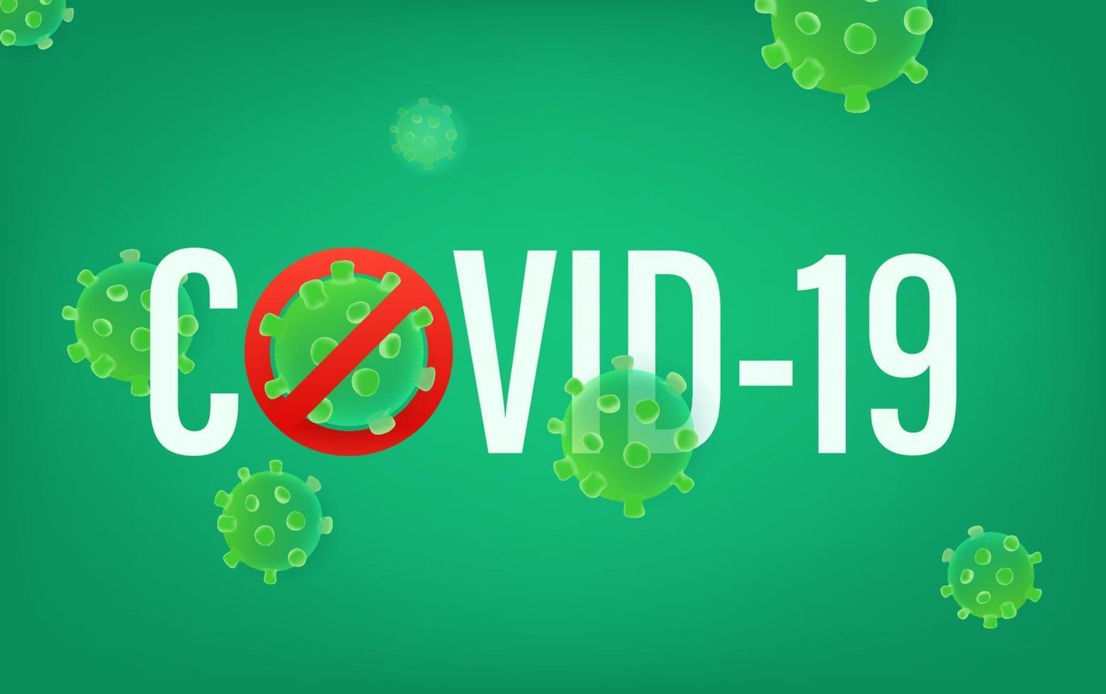 cuidado com o conceito covid-19. ilustração vetorial com molécula de vírus vetor