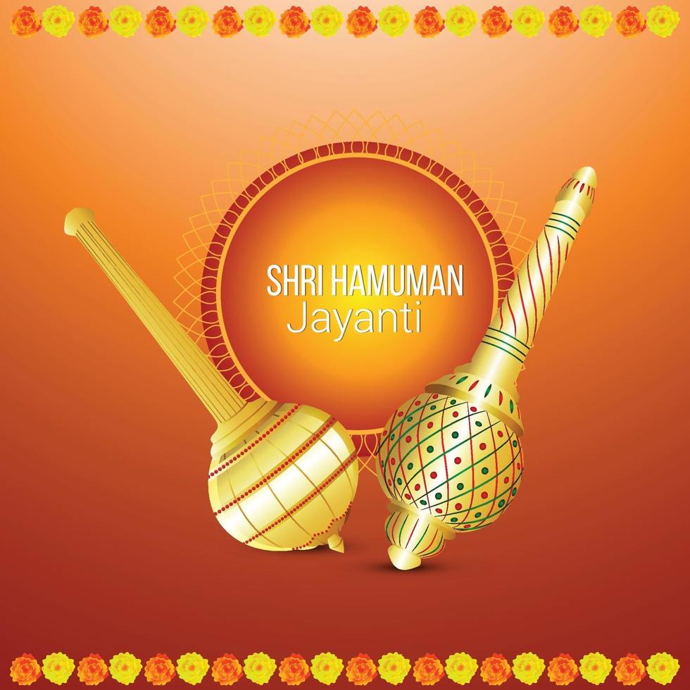lord hanuman jayanti com ilustração da arma criativa do lord hanuman vetor