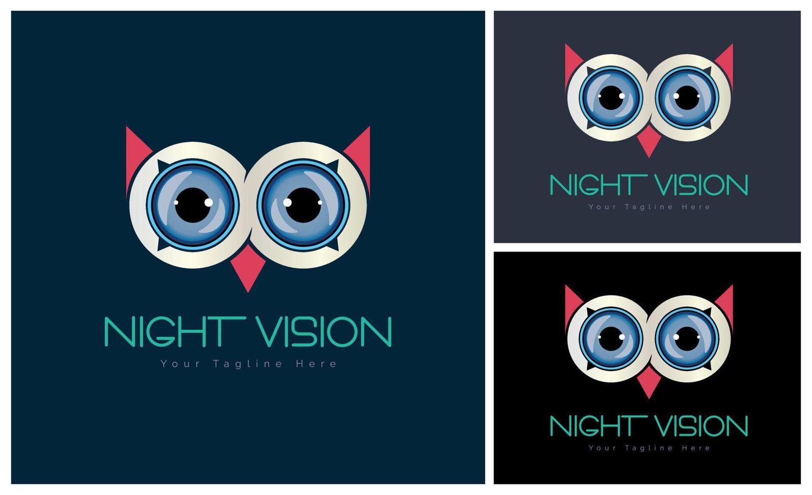 coruja olhos bola noite visão logotipo Projeto modelo para marca ou companhia e de outros vetor