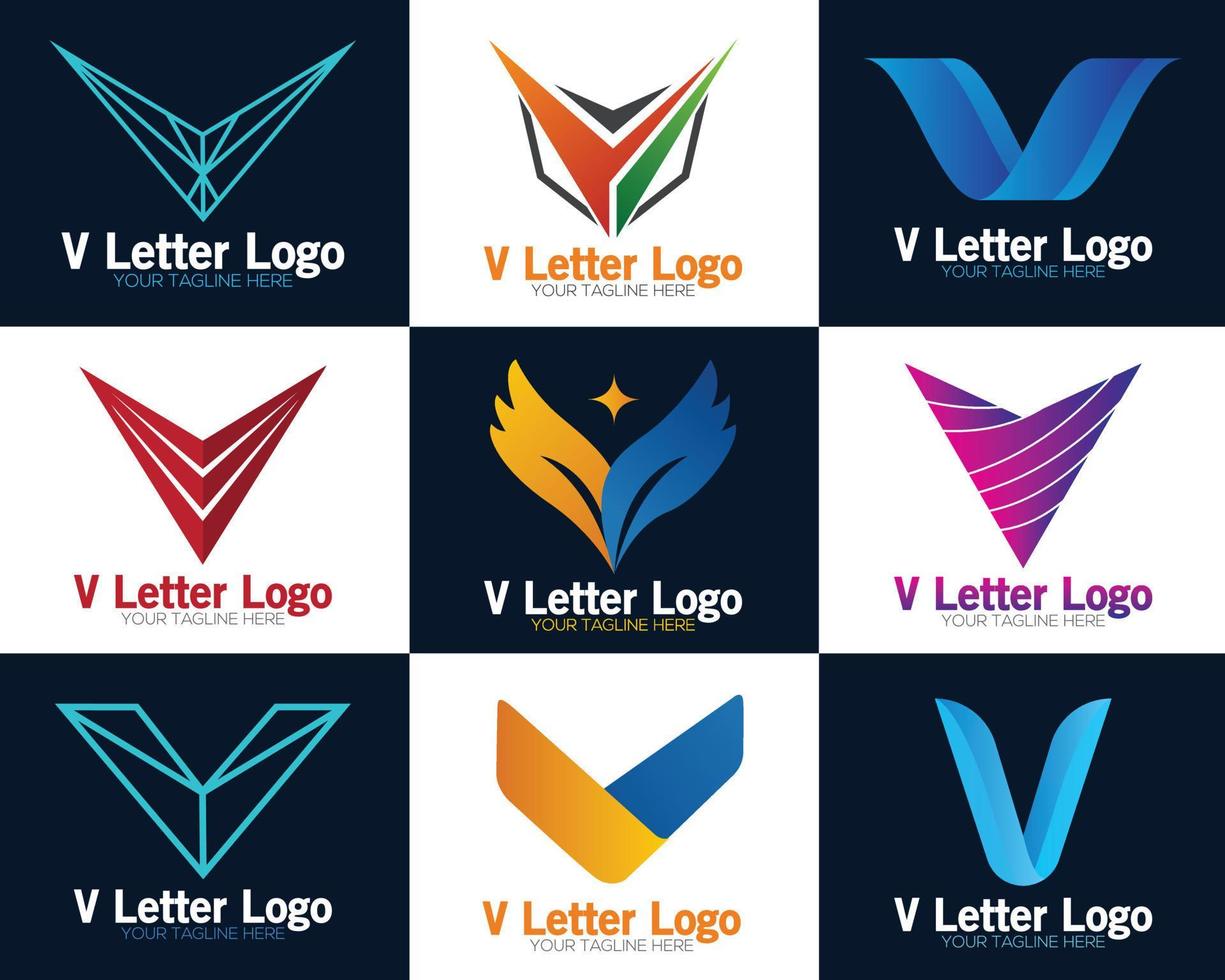 criativo v logotipo Projeto gradiente vetor gráfico elementos. v pontos carta inicial vetor logotipo conceito.