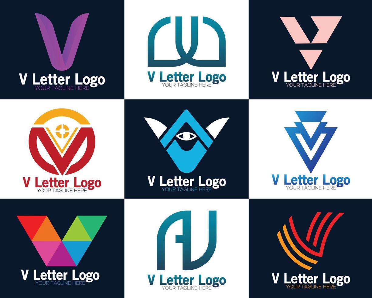 criativo v logotipo Projeto gradiente vetor gráfico elementos. v pontos carta inicial vetor logotipo conceito.