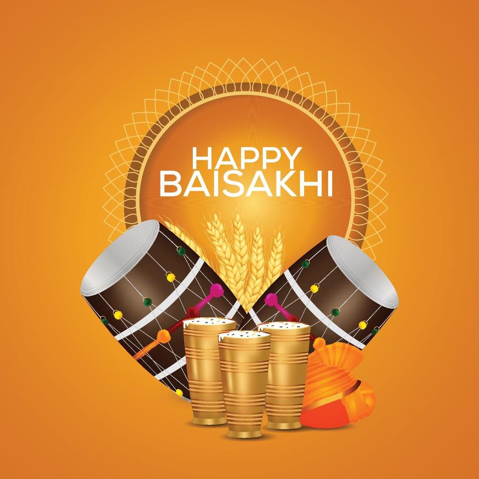 ilustração realista do feliz fundo de celebração do festival vaisakhi sikh vetor